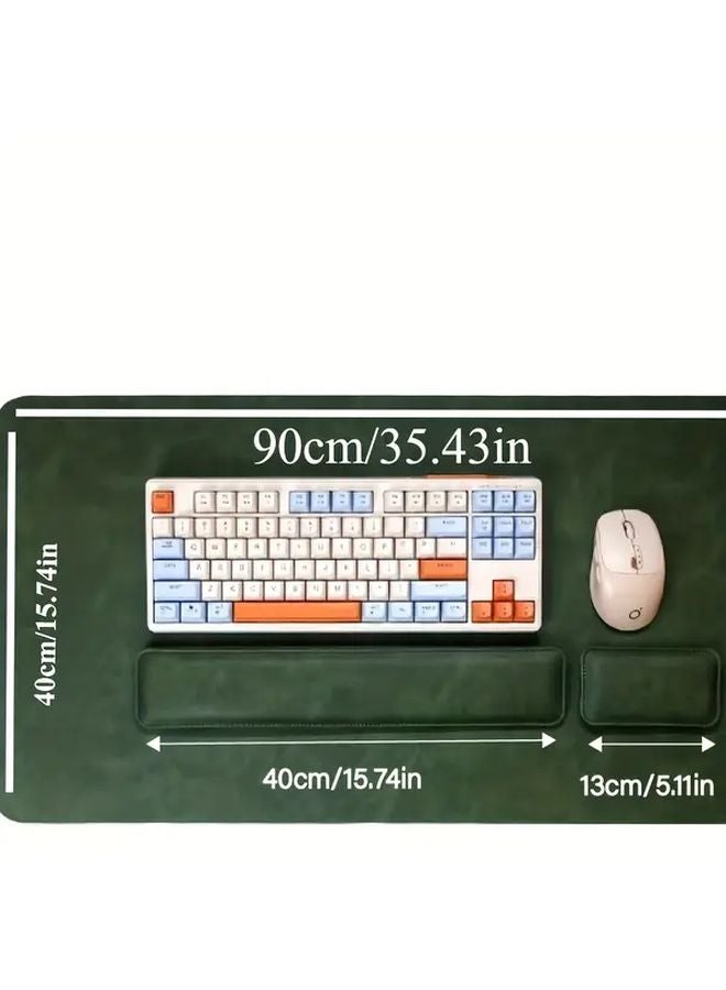 Black 3pcs Large Computer Desk Pad Set with Mouse Pad and Keyboard Wrist Rest - Image 3